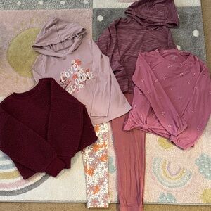 Girls Pink and Burgundy Sweater Set